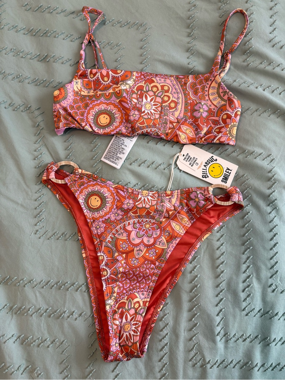 Billabong Pink & Orange Floral Smiley Bikini Set